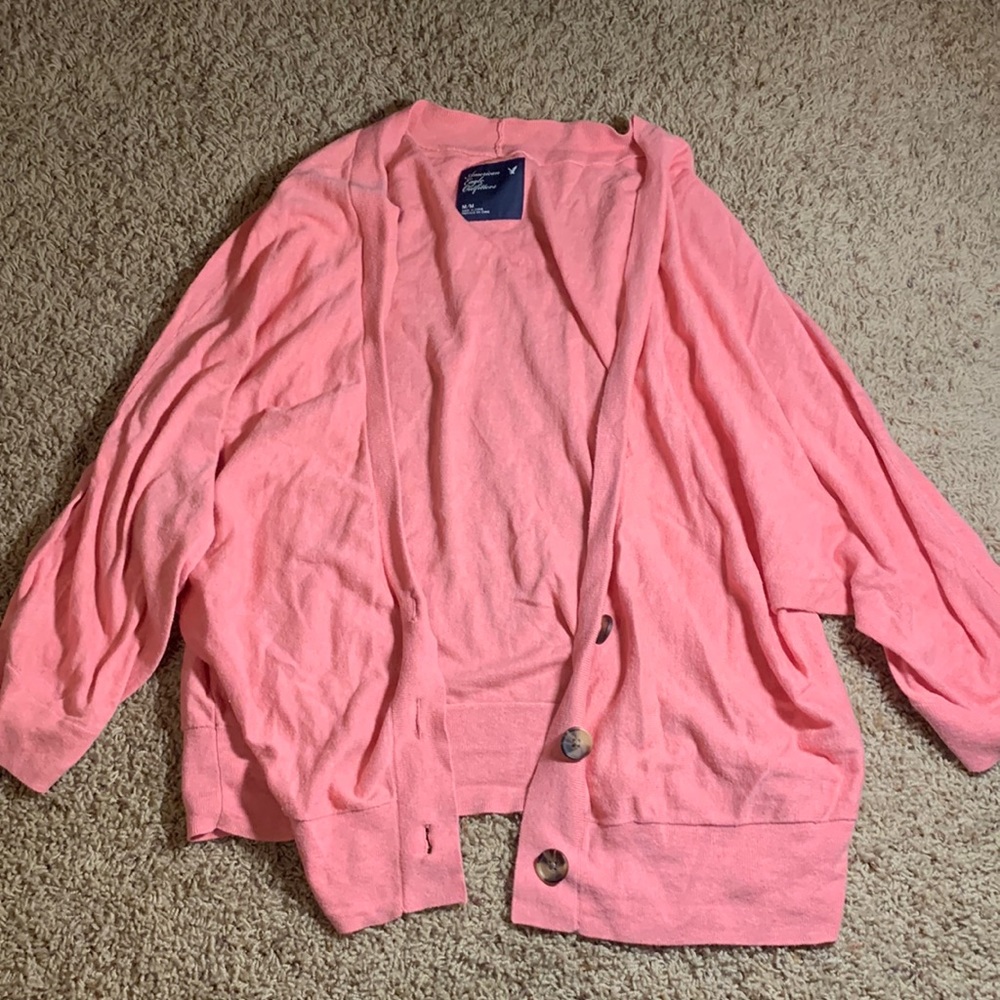 American Eagle women’s cardigan, size Medium, coral